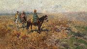 Franz Roubaud Horsemen in the hills oil painting on canvas